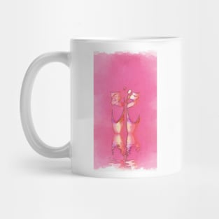 Watercolor Minimal Pink Ballet Pointe Shoes on Ballerina Feet Classically Dancing on Water with Grace and Reflection Mug